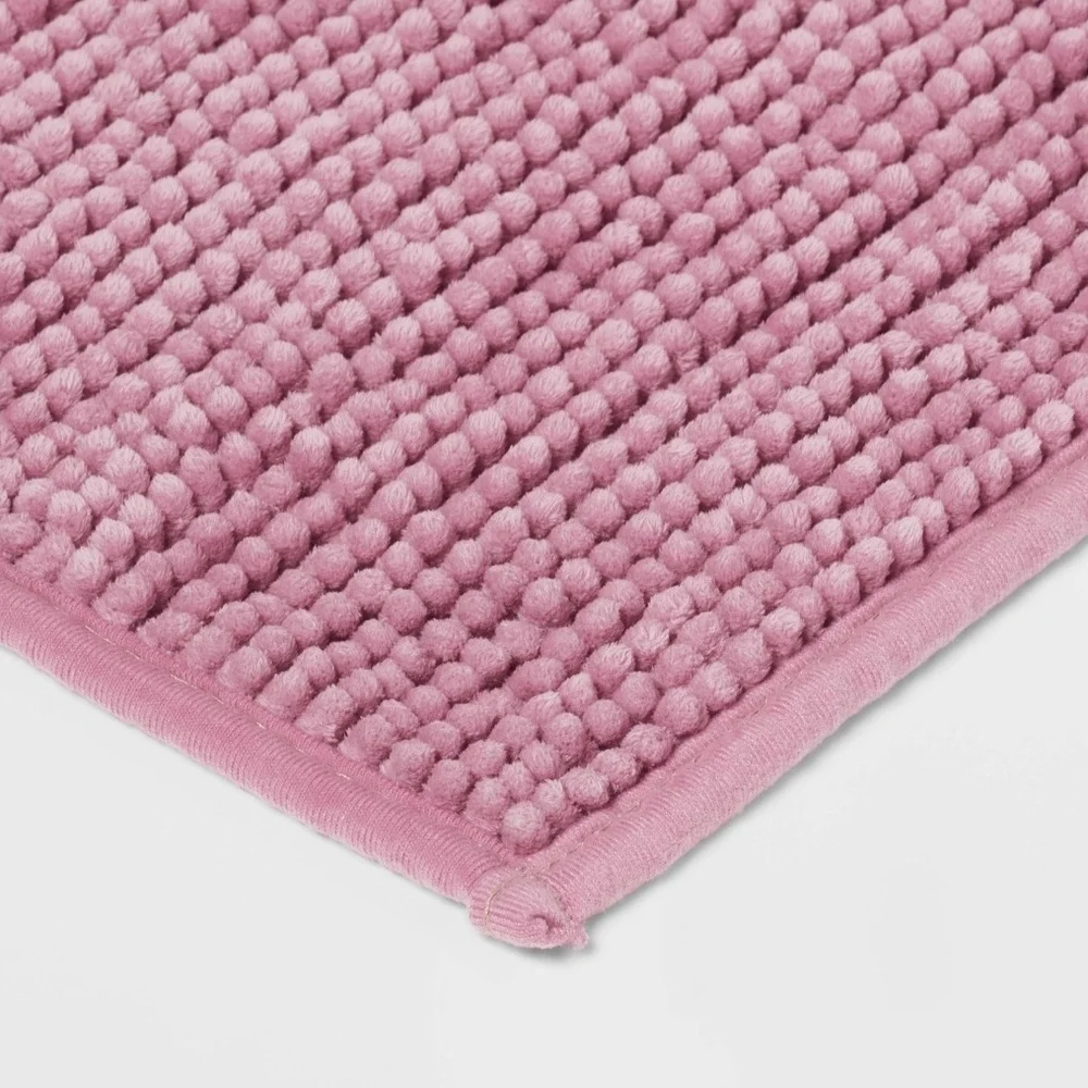 17in X 24in Room Essentials Everyday Chenille Pink Bath Rug